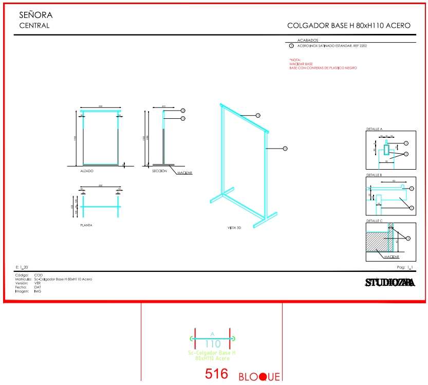 Sc-Colgador Base H 80xH110 Acero