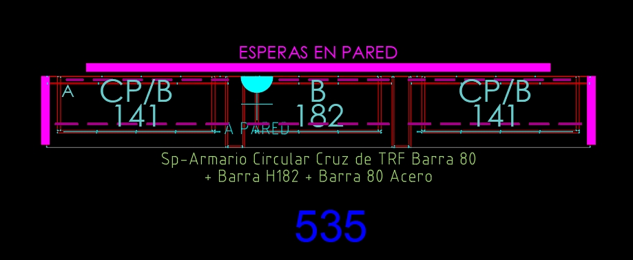 Sp-Armario Circular Cruz de TRF Barra 80 + Barra H182 + Barra 80 Acero