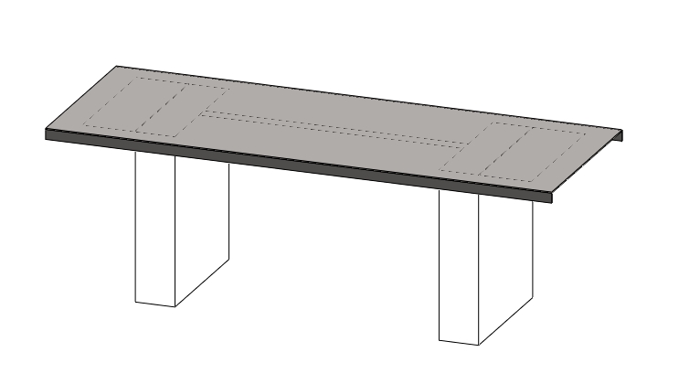 Sc-Mesa Alta TRF Light 230x85xH77 Acero_Brocheado