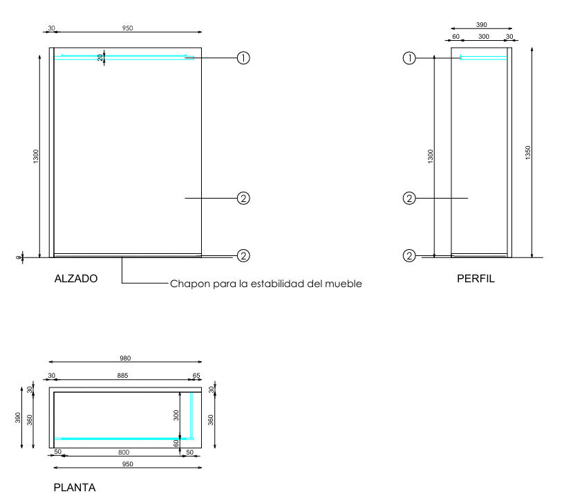 Sc-TRF Básico Biombo Izquierda 80xH130 Madera