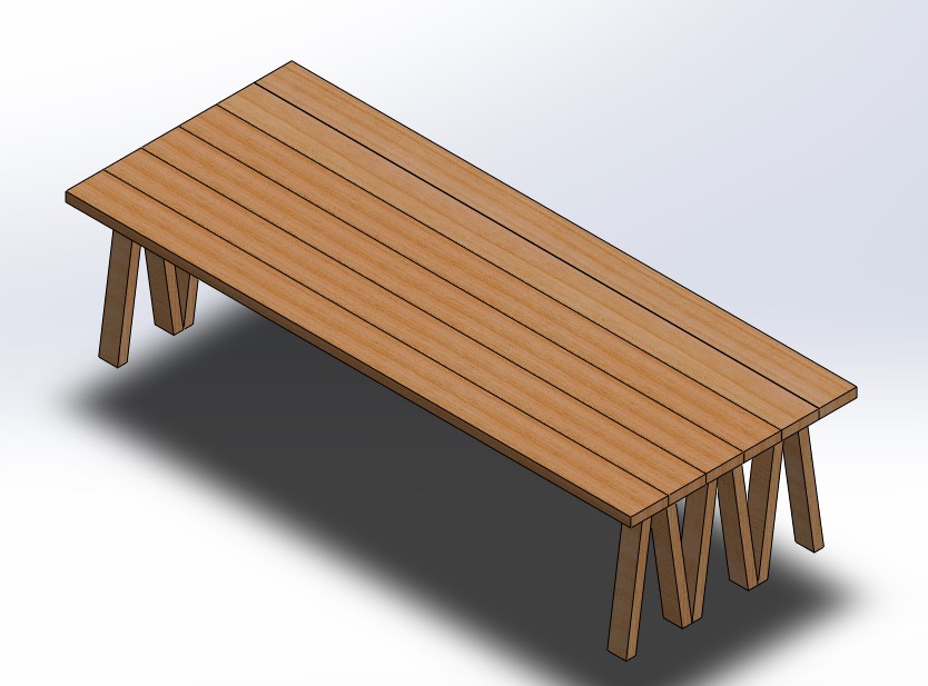 Mesa Caballetes 300x120xH77 Madera