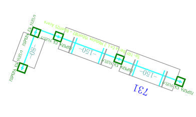 TRF BARRA EN L 2 MODULOS 150xH182 + 80xH125 ACERO