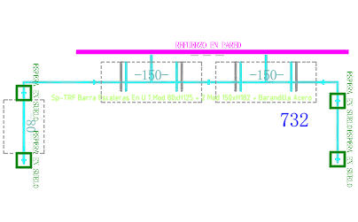 TRF BARRA ESCALERAS EN U 1 MOD 80xH125 + 2 MOD 150xH182 + BARANDILLA ACERO