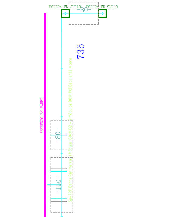 TRF BARRA PERIMETRAL 1 MODULOS 150xH182 +  2 MODULOS 80xH192 ESCALERAS ACERO