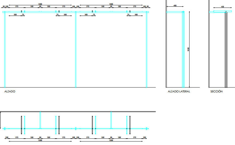 TRF BARRA PERIMETRAL 2 MODULOS 150xH182 ACERO