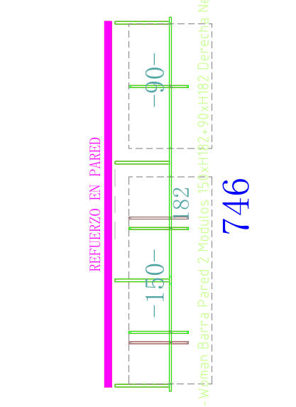 WOMAN BARRA PARED 2 MODULOS 150XH182 +90XH182 DERECHA NEGRO